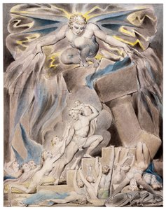 I figli e le figlie di Giobbe sopraffatti da Satana da William Blake